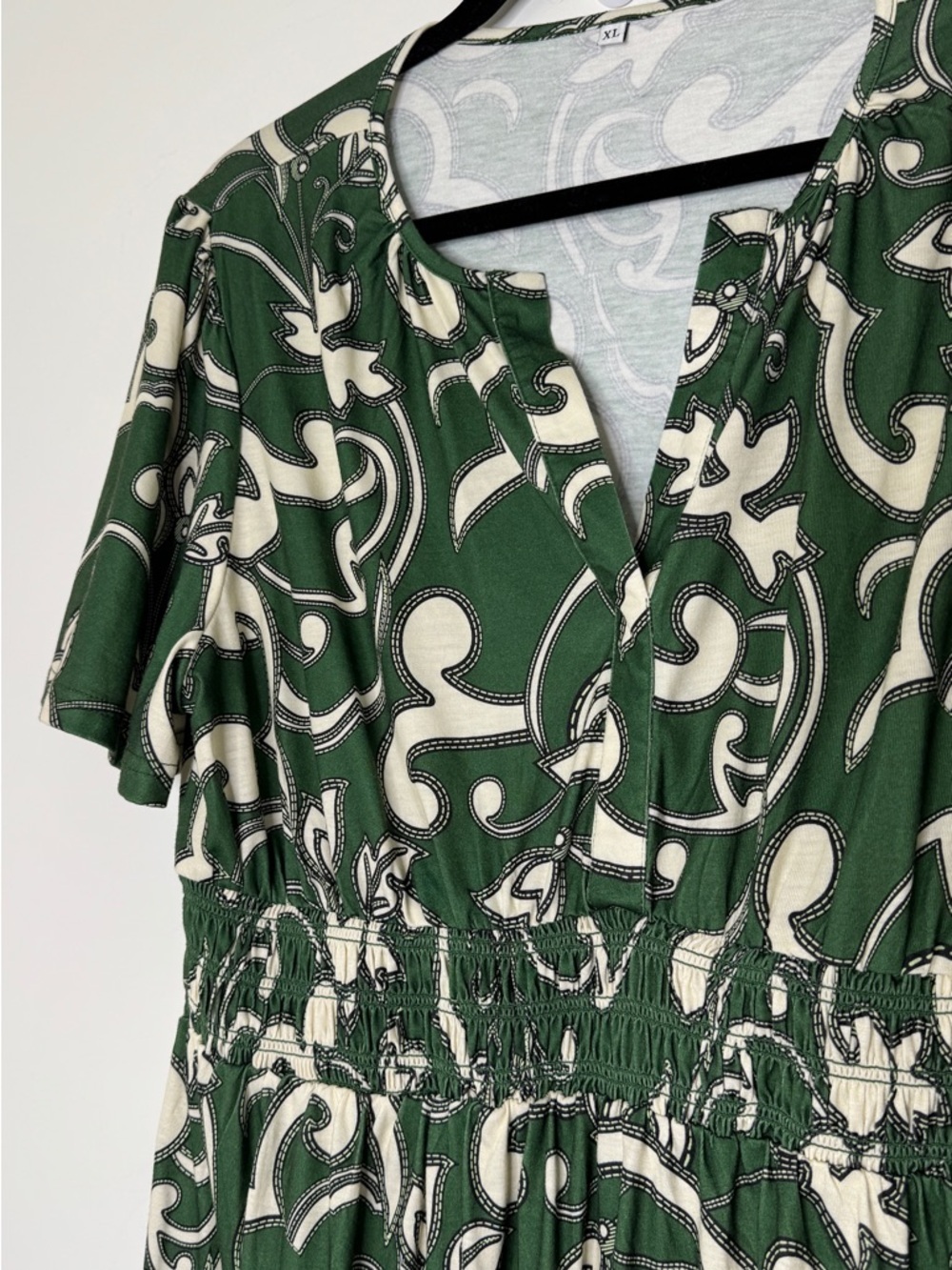 Amazon Green and Cream Floral-Print Midi Dress XL - Picture 4 of 7